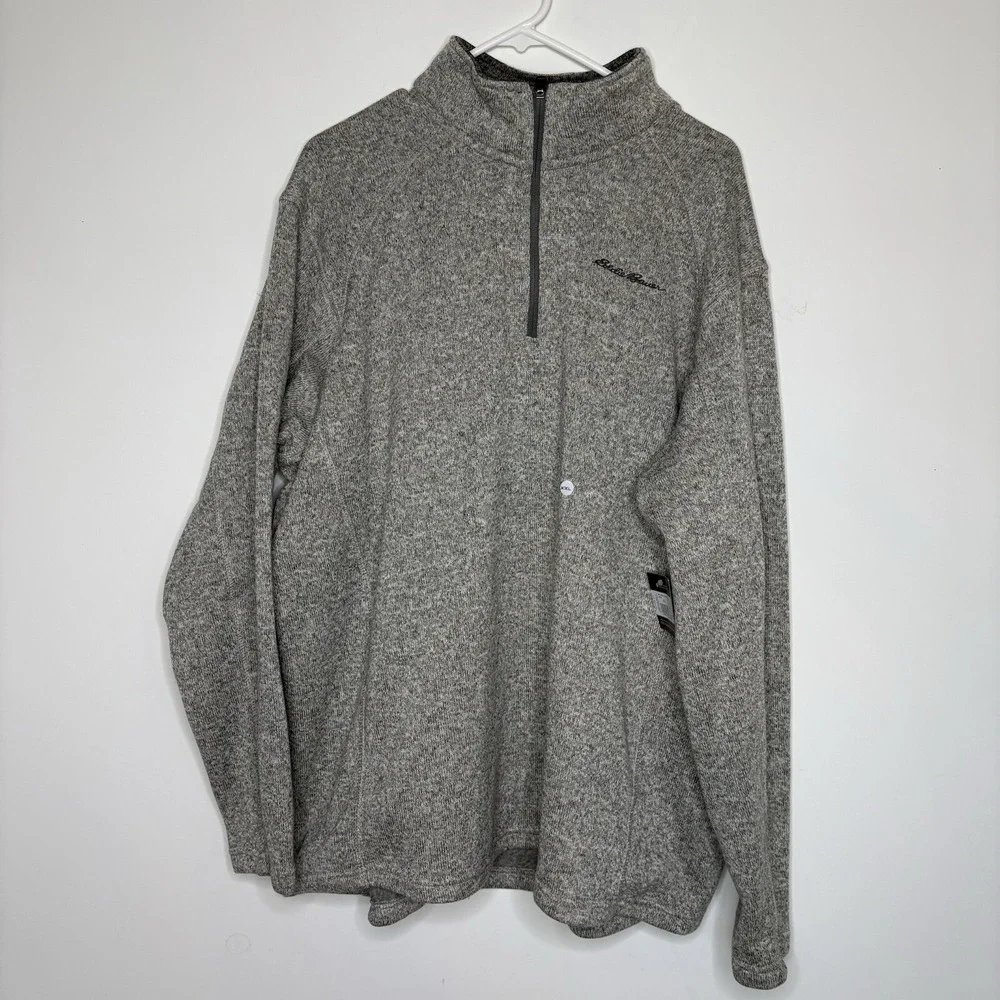 NEW Eddie Bauer Radiator Fleece‎ Mens Size 2XL Grey 1/4 Zip Sweater Pullover